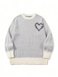 Oversized Heart Graphic Knit Sweater
