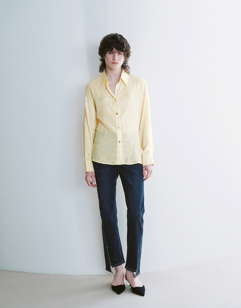Urban Revivo Textured Button Up Straight Shirt-Beige
