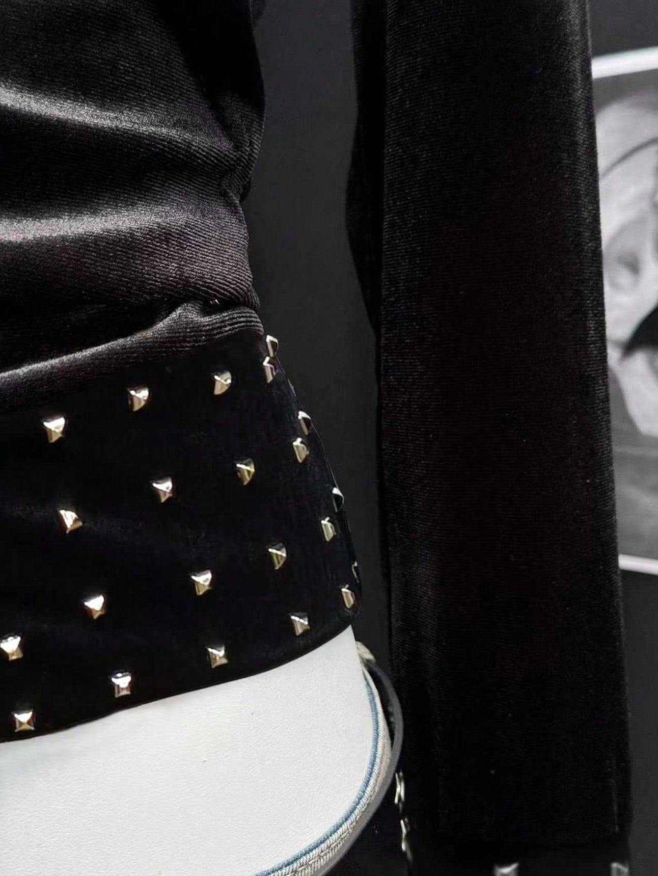 Studded Faux Fur Trim Hoodie