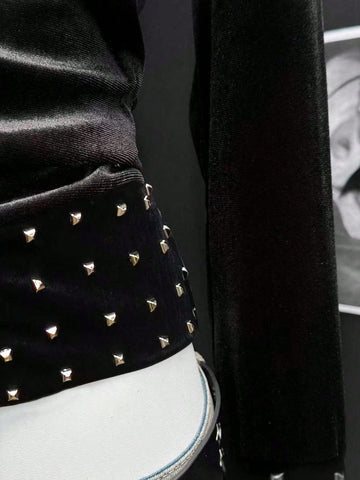 Studded Faux Fur Trim Hoodie