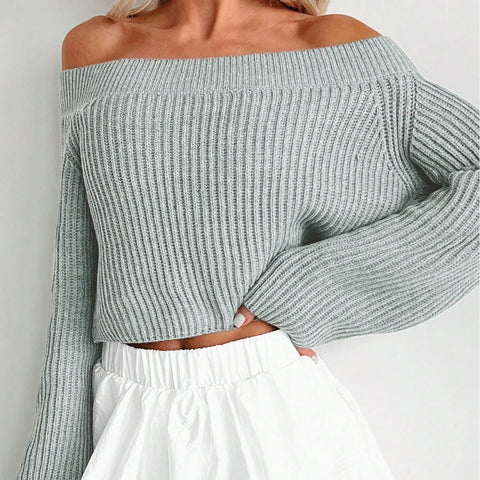 Off Shoulder Ribbed Knit Sweater
