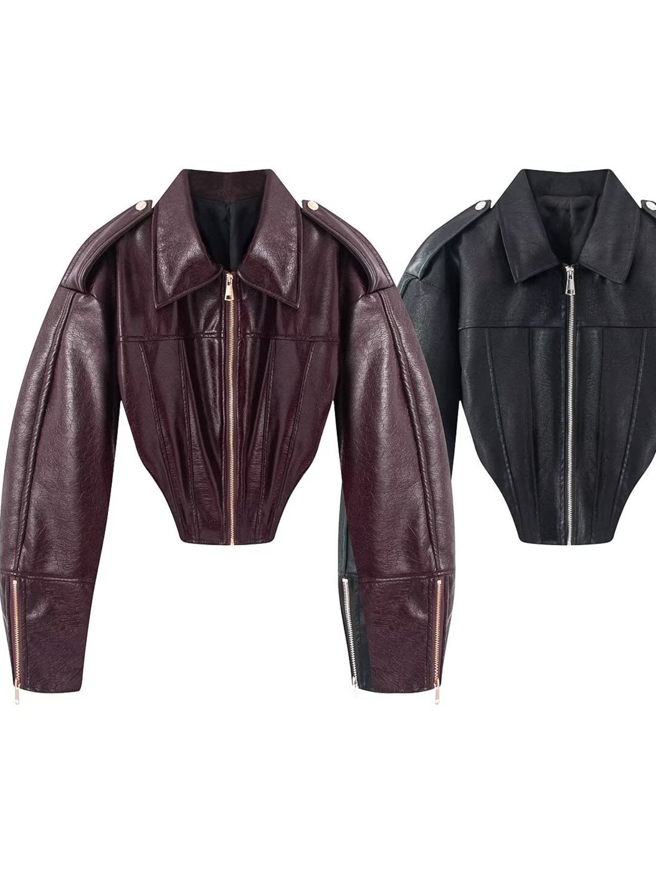 Cropped Faux Leather Corset Jacket