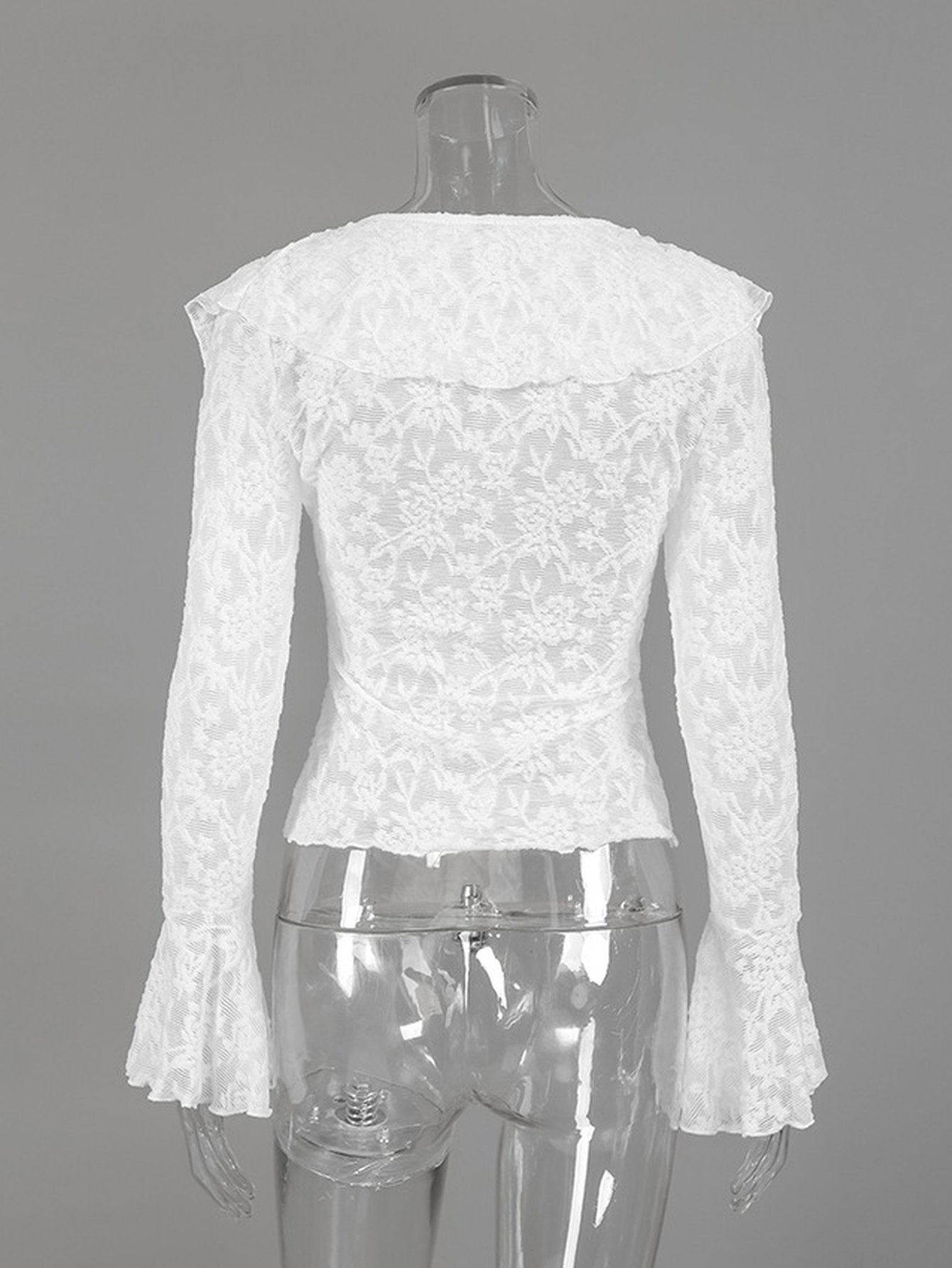 Elegant Ruffle Lace Long Sleeve Blouse
