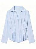 Pleated Waist Button Down Shirt