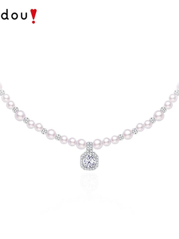Elegant Dainty Pearl Crystal Necklace