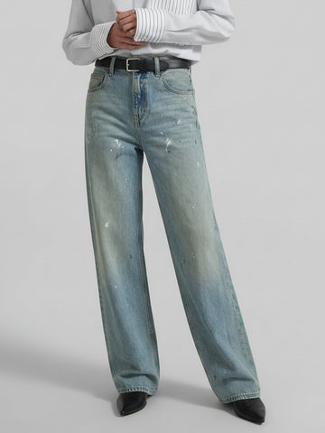 Paint Detail Straight Jeans