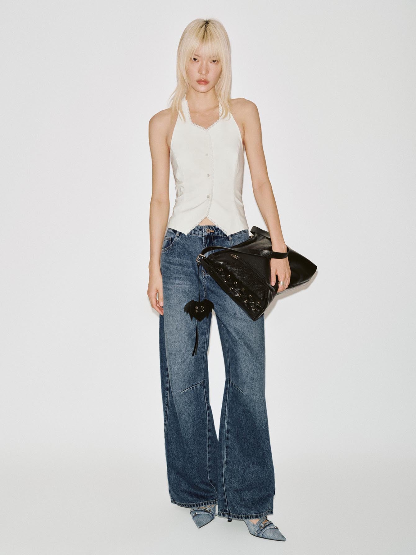 Urban Revivo Barrel Leg Jeans-Blue