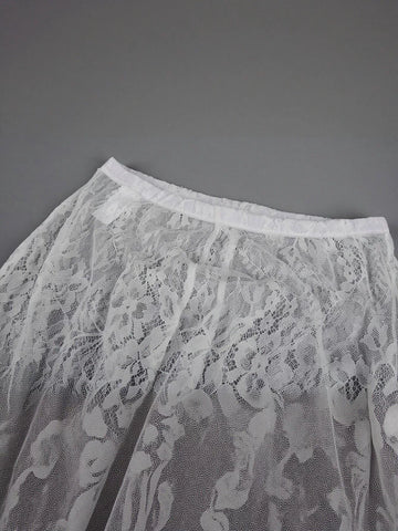 Elegant Strapless Lace Maxi Skirt Set