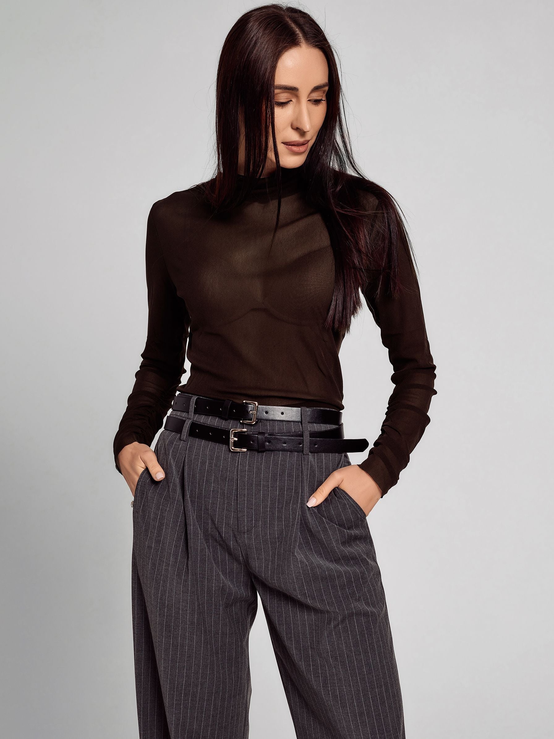 SAÏA Turtleneck Slim Fit Minimalist Top-Multicolor