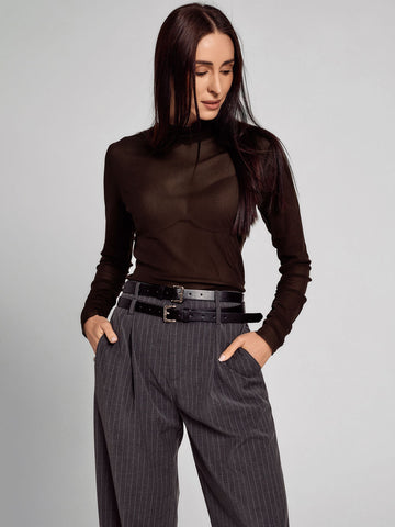 SAÏA Turtleneck Slim Fit Minimalist Top-Multicolor