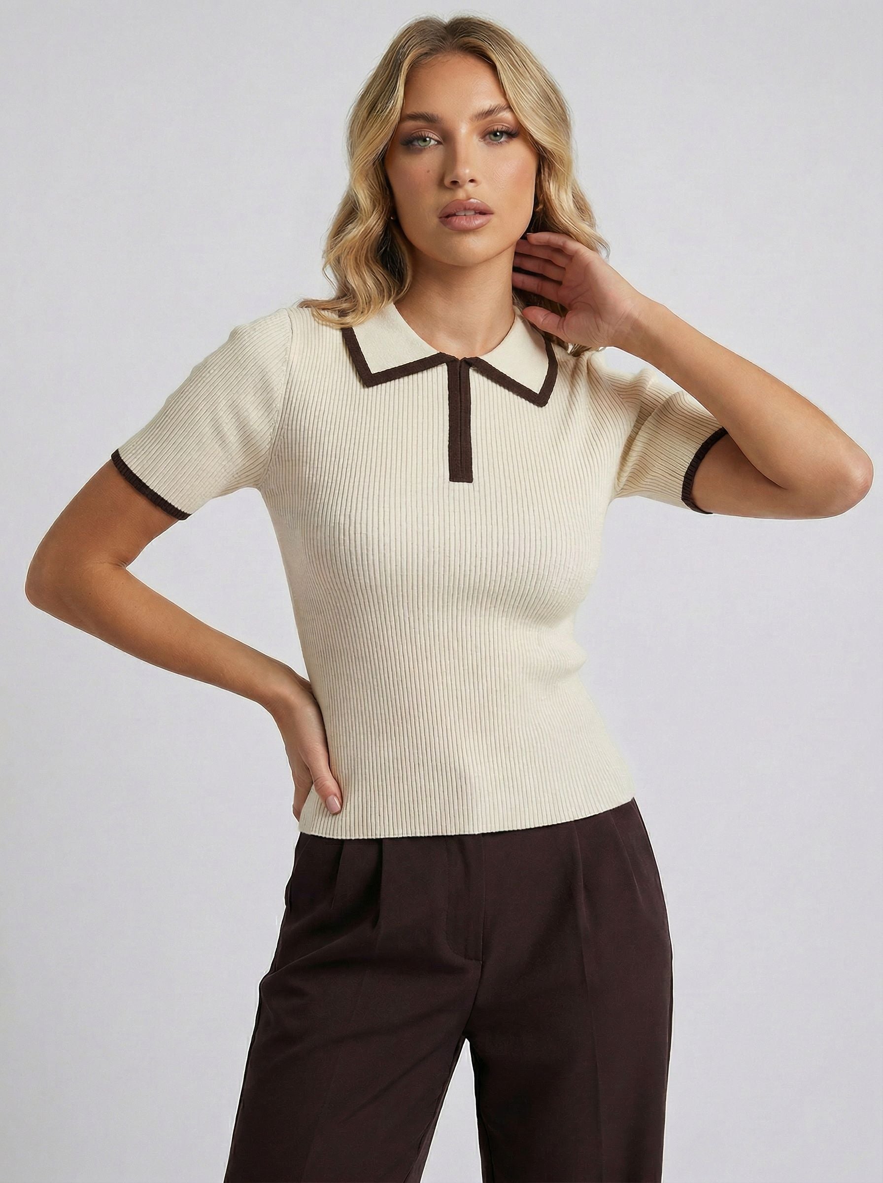 Short Sleeve Color-Blocked Casual Polo Shirt
