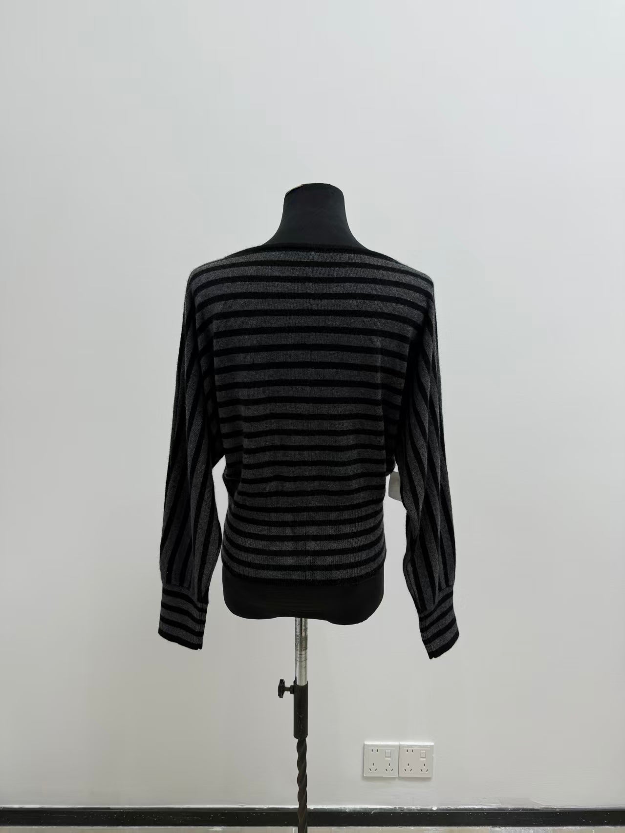 Oversized Striped Batwing Sleeve Sweater