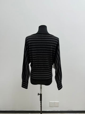 Oversized Striped Batwing Sleeve Sweater