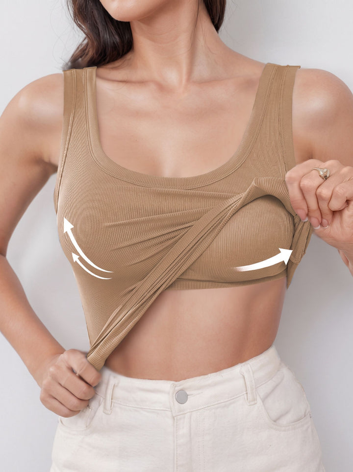 Seamless Ribbed Built In Bra Tank
