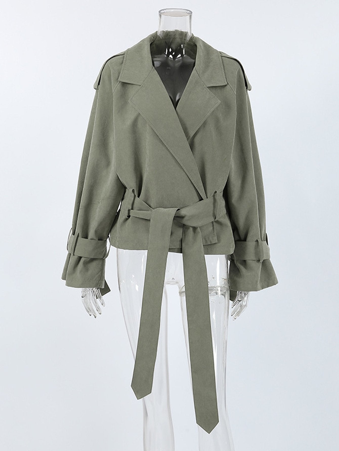 Oversized Belted Cropped Trench Coat
