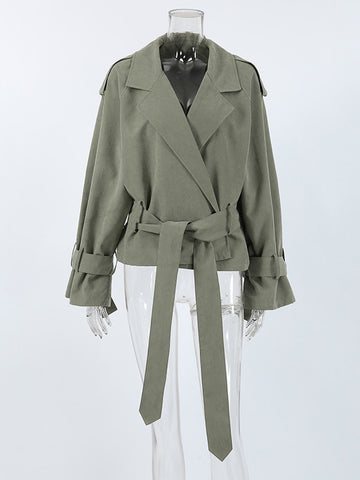 Oversized Belted Cropped Trench Coat
