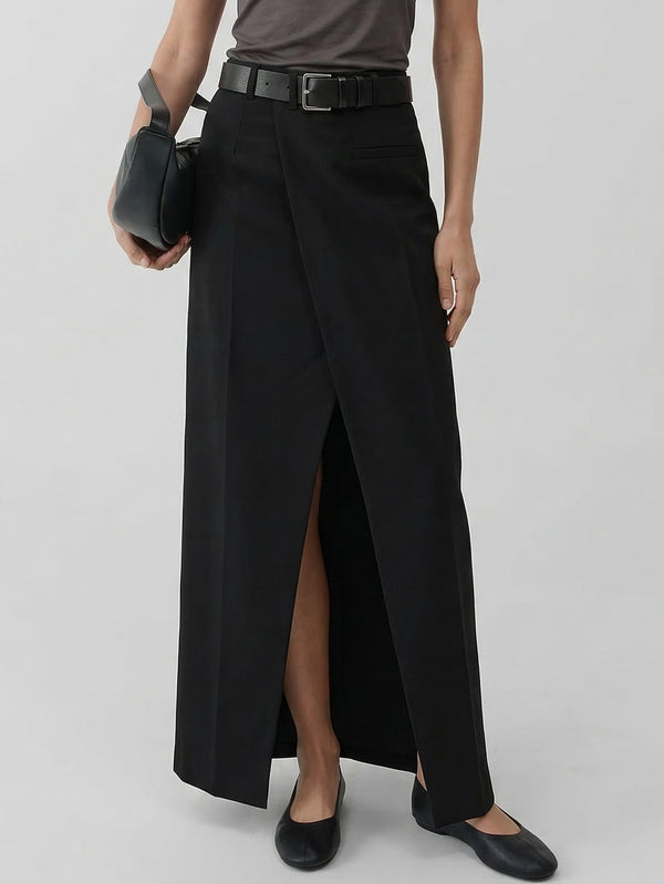 Wrap Detail Slit Maxi Skirt