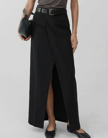 Wrap Detail Slit Maxi Skirt