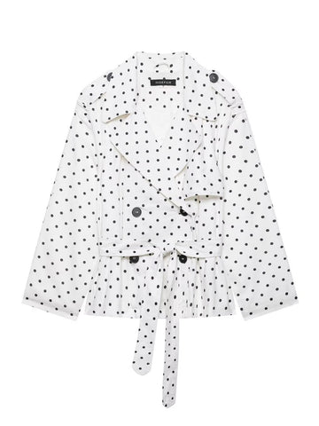 Polka Dot Belted Cropped Jacket