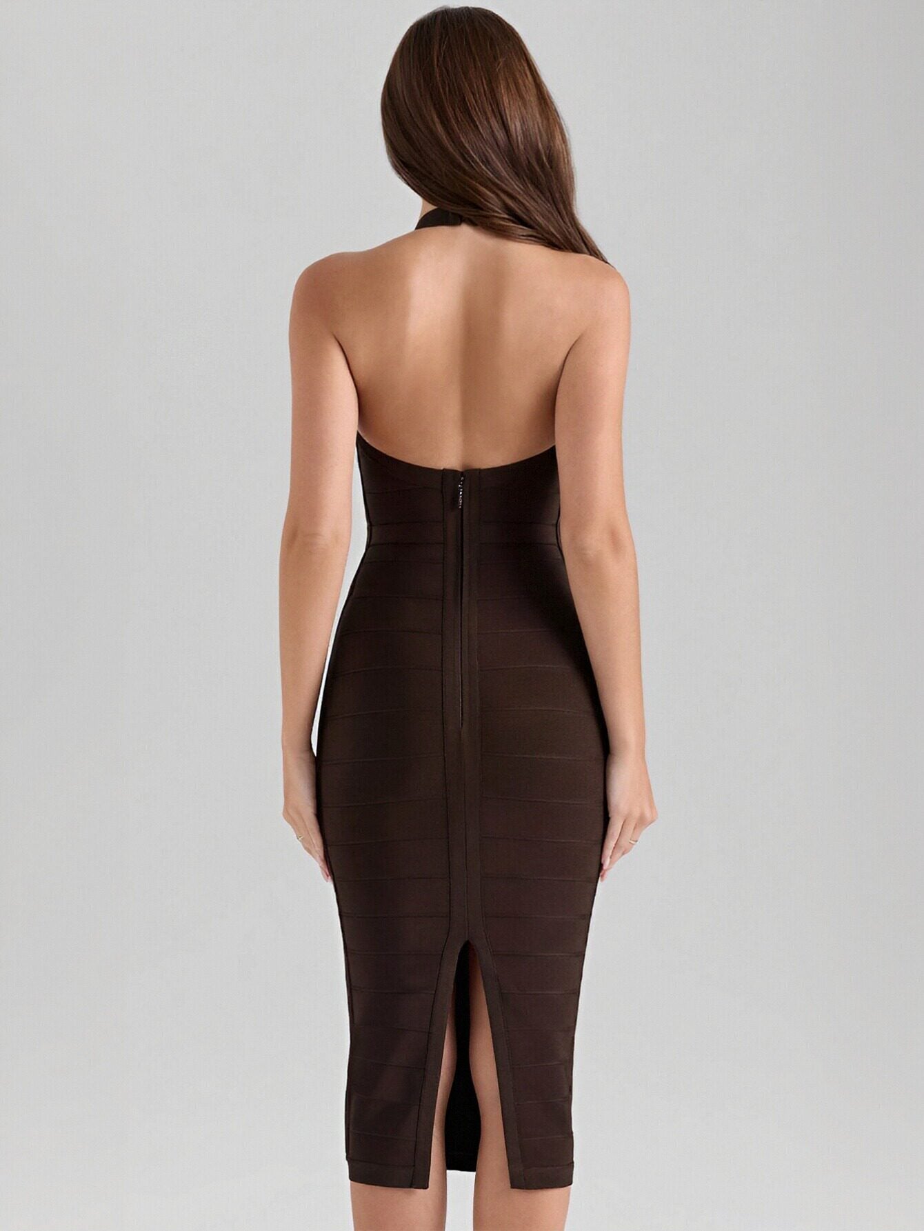 Sultry Halter Bodycon Midi Dress
