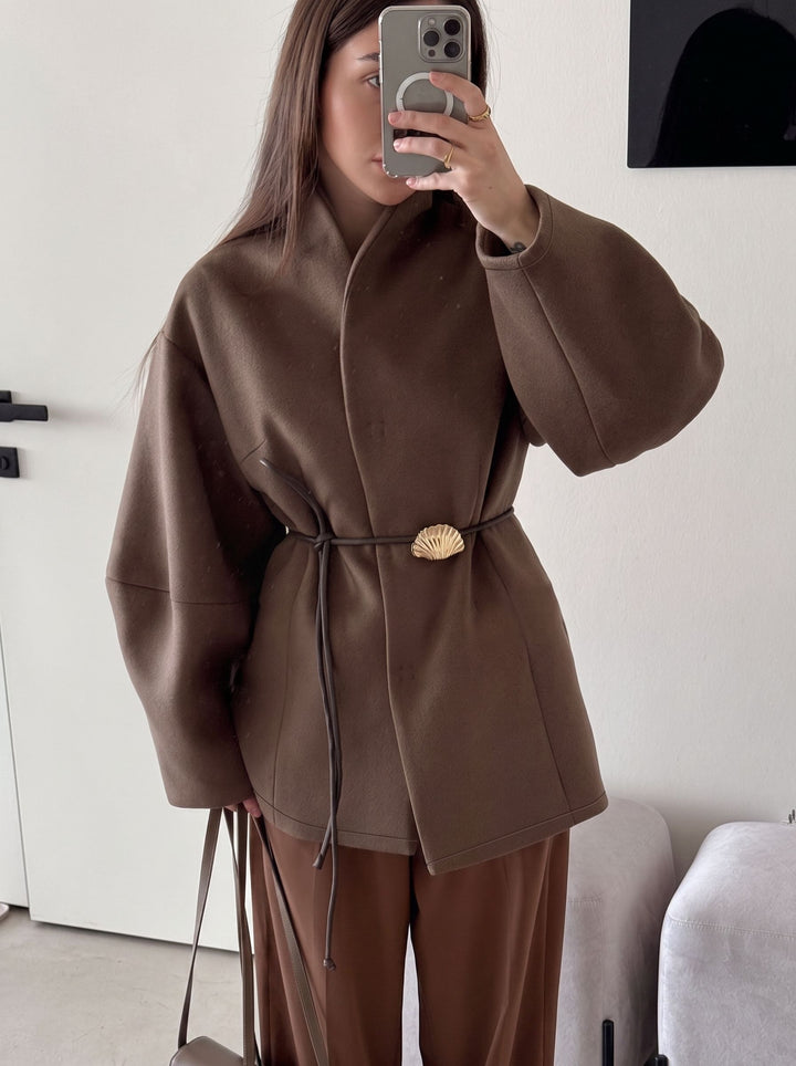Oversized Wool Blend Wrap Coat