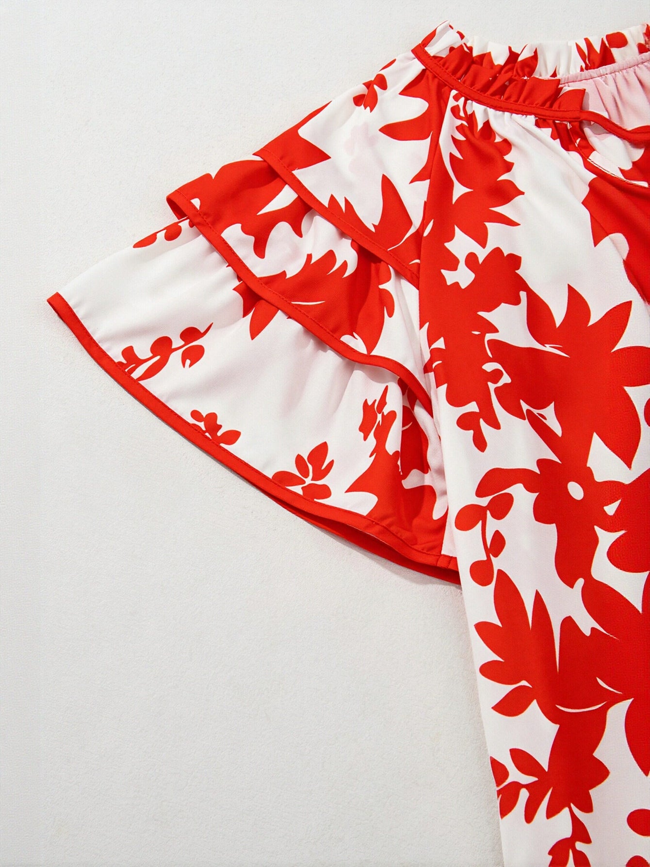 Floral Ruffle Sleeve Chiffon Blouse
