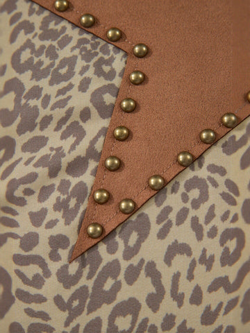Leopard Star Studded Graphic T Shirt
