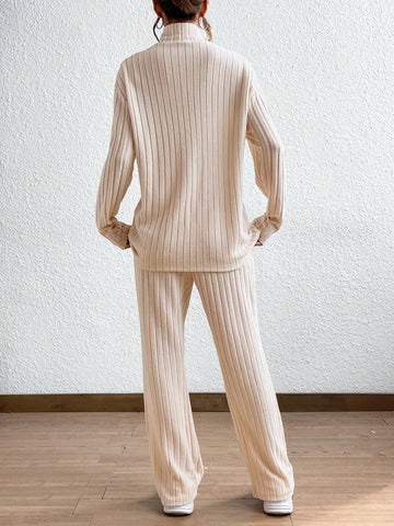 Cozy Ribbed Mock Neck Pants Set