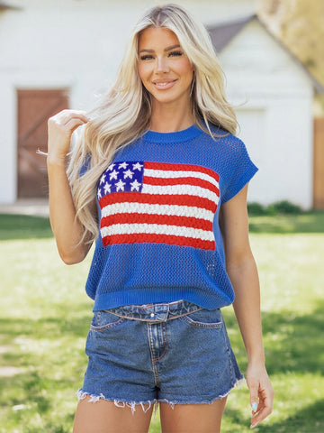 American Flag Graphic Knit Sweater