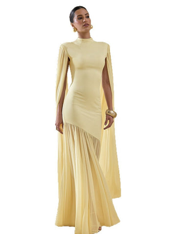 Elegant Cape Sleeve Maxi Dress