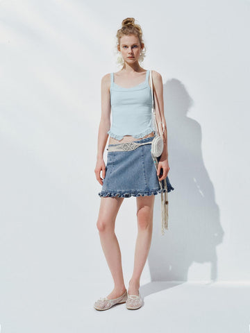 Urban Revivo Denim Mini Skirts-Blue
