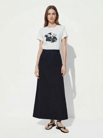 Back Slit A-Line Skirt