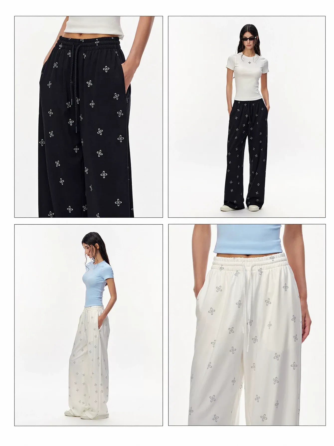 High Waisted Printed Wide Leg Pants