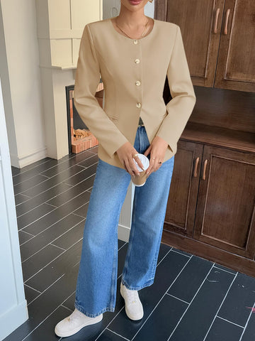 Tailored Slim Fit Button Blazer Jacket