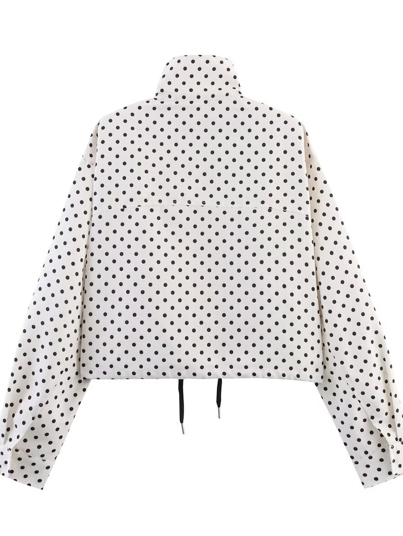 Polka Dot Cropped Drawstring Jacket