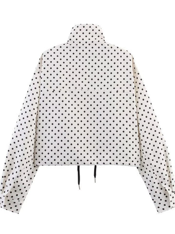 Polka Dot Cropped Drawstring Jacket