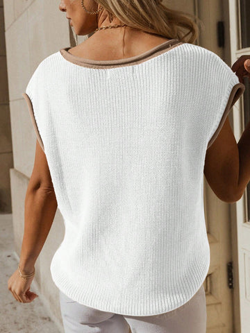 Casual Crewneck Ribbed Knit Sweater