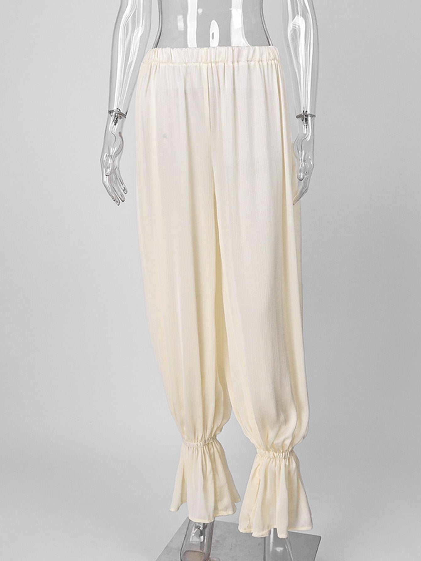 Flowy Pleated Elastic Waist Casual Pants