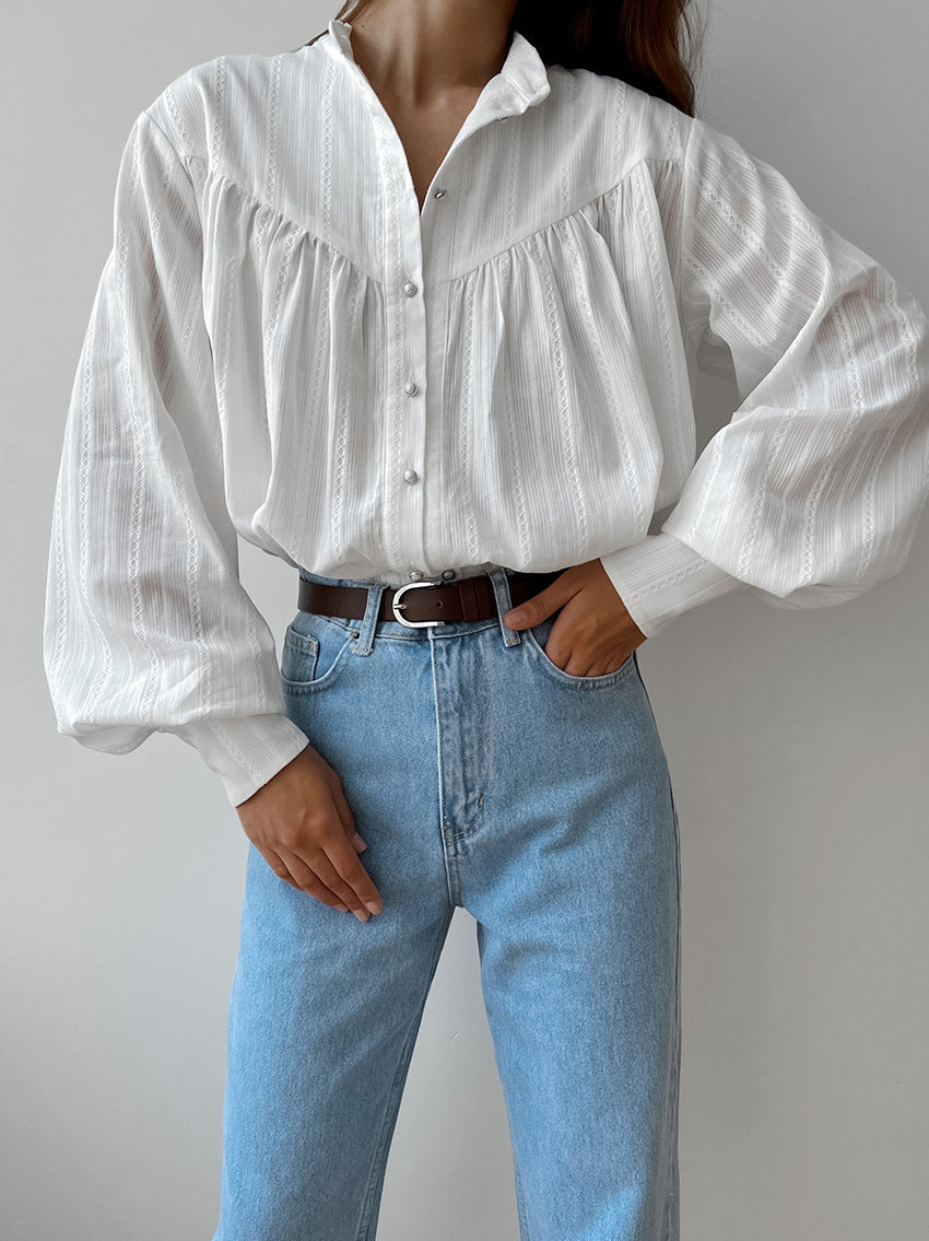 Oversized Textured Button Down Shirt