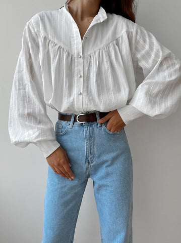 Oversized Textured Button Down Shirt