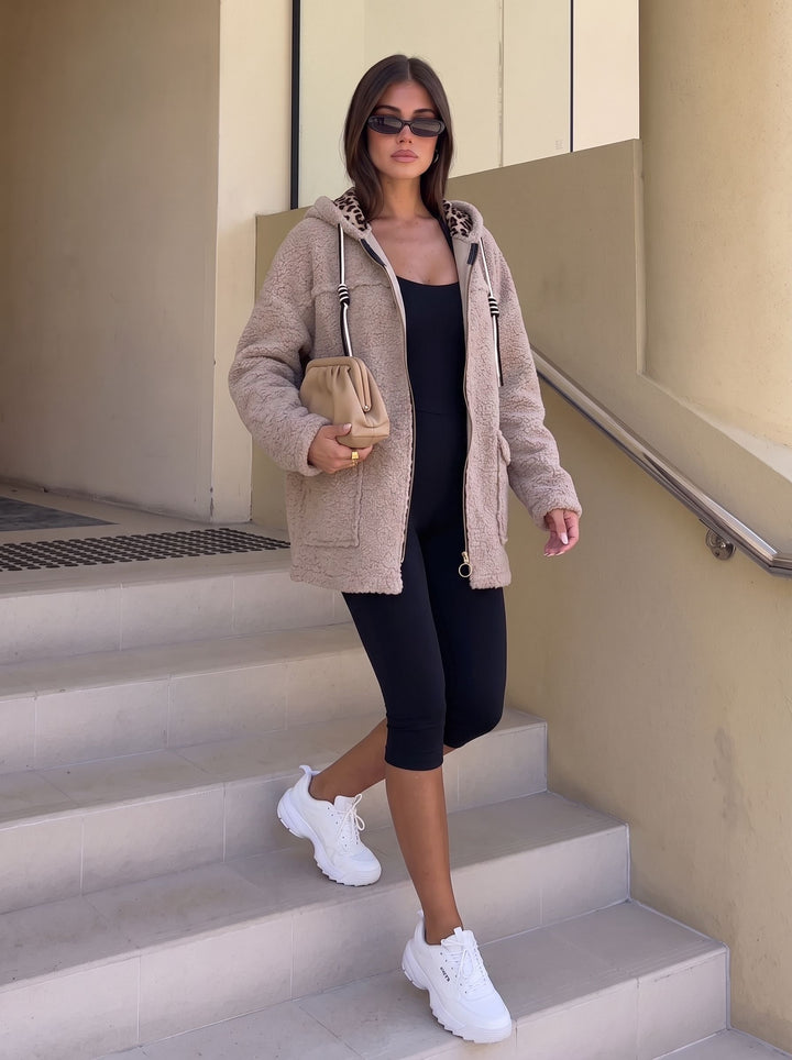 Cozy Leopard Lined Teddy Jacket