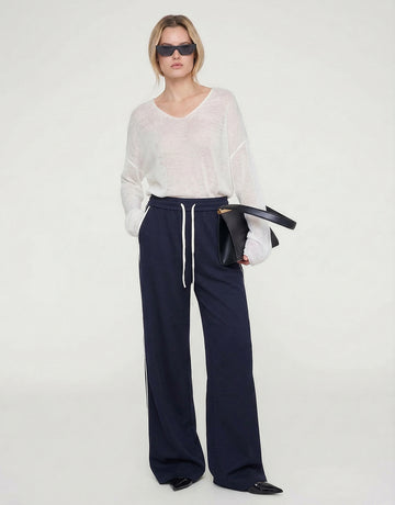 Contrast Trim Drawstring Trousers