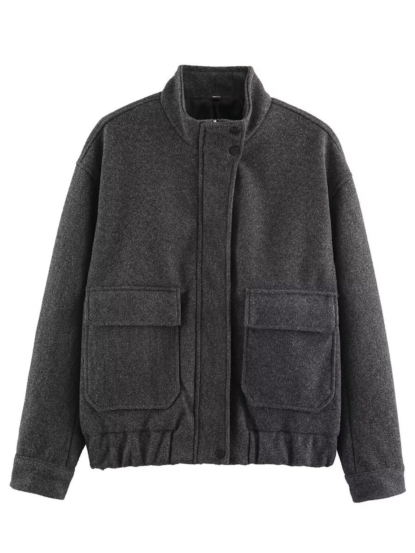Cozy Fleece Stand Collar Utility Jacket
