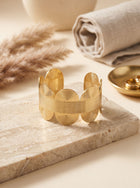 Gold Geometric Textured Statement Cuff Bracelet