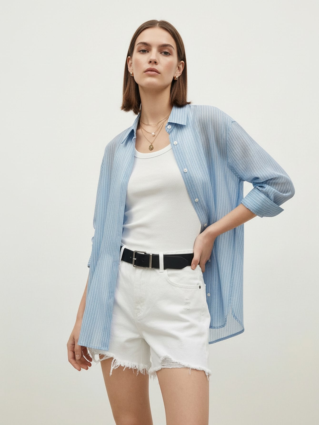 Silk Blend Sheer Shirt