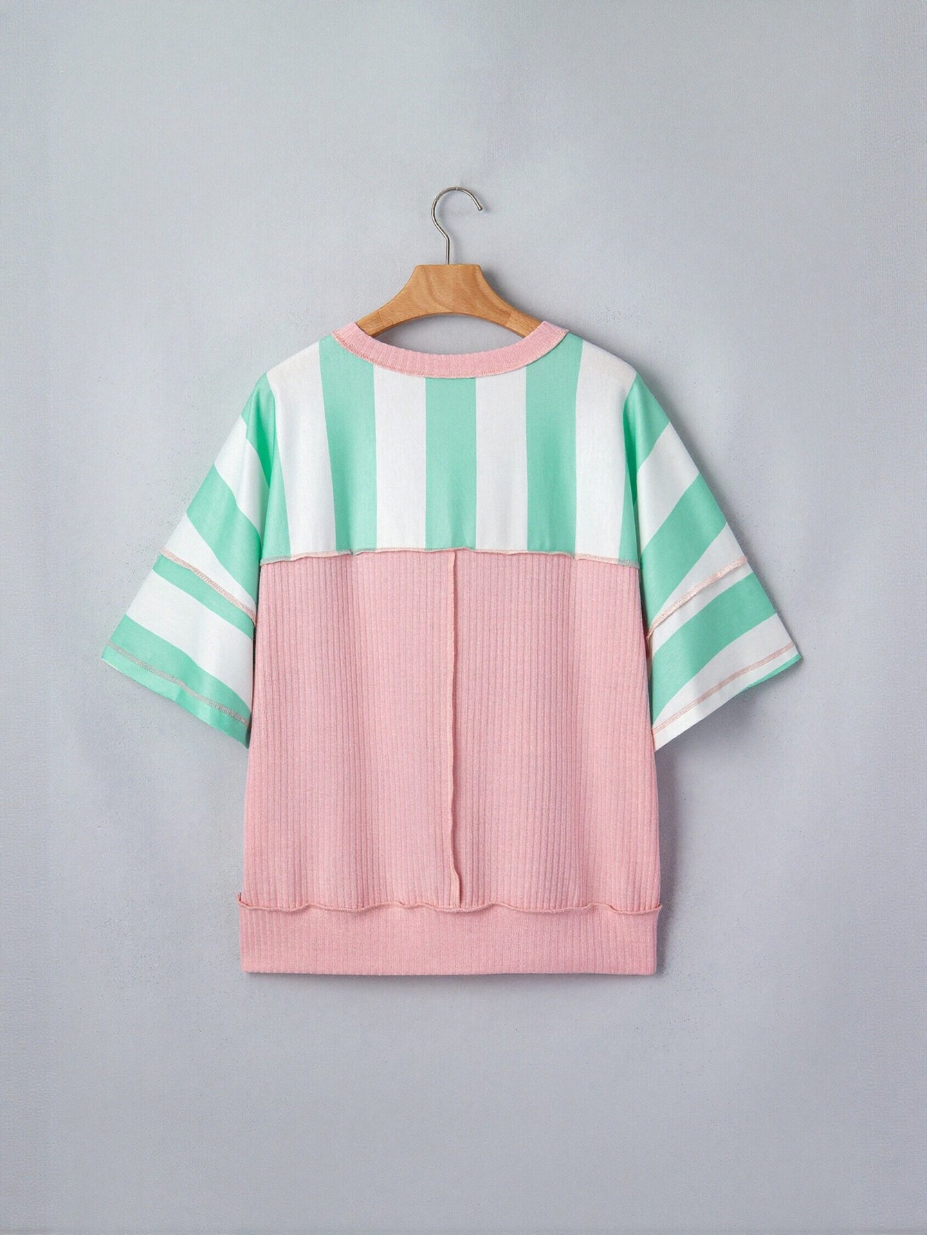 Oversized Striped Contrast Trim T Shirt