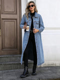 Oversized Longline Distressed Denim Jacket