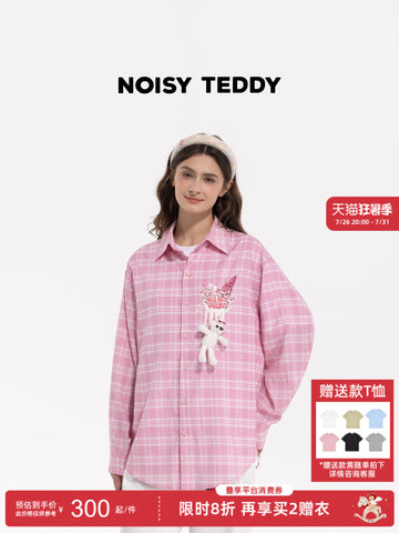Cute Graphic Plaid Button Up Shirt