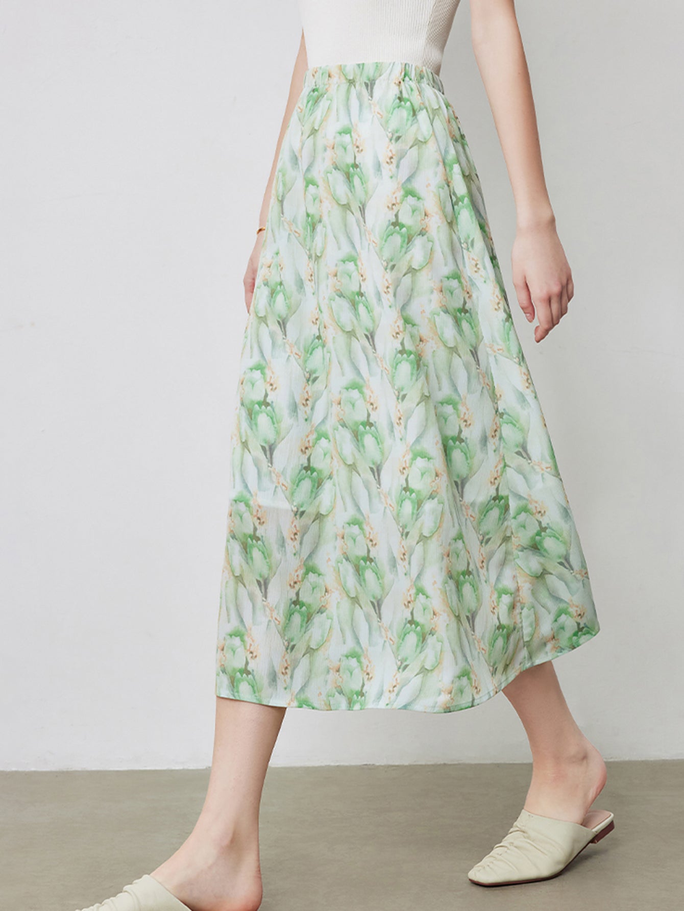 Floral Flowy Feminine Midi Skirt