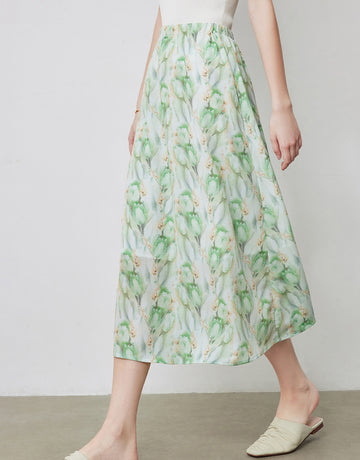 Floral Flowy Feminine Midi Skirt